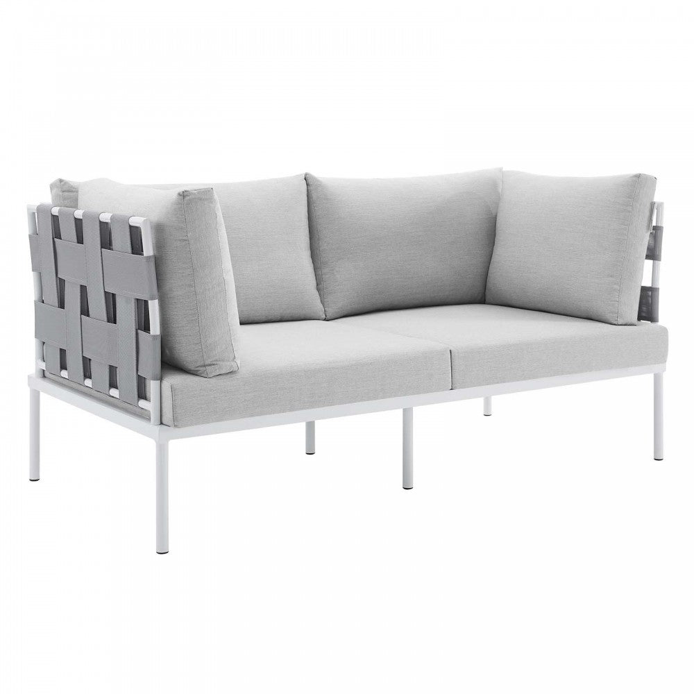 Harmony Sunbrella Outdoor Patio Aluminum Loveseat, Gray Gray