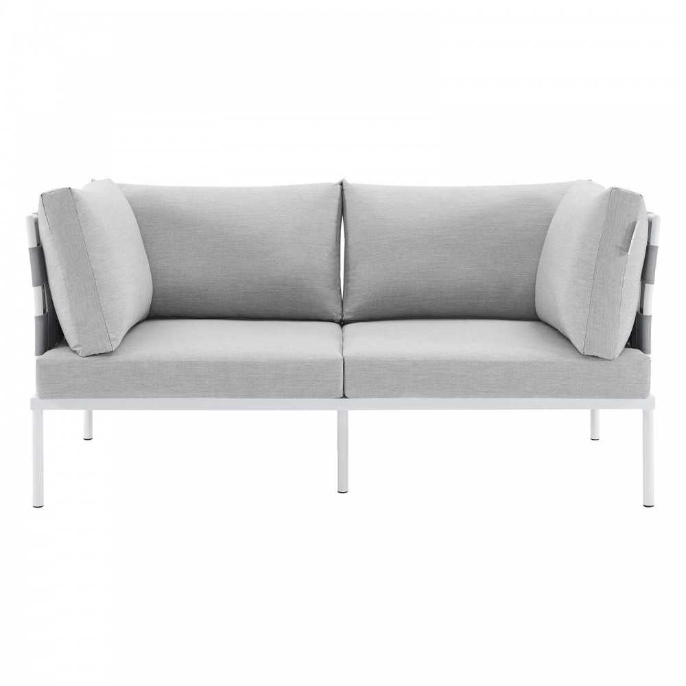 Harmony Sunbrella Outdoor Patio Aluminum Loveseat, Gray Gray