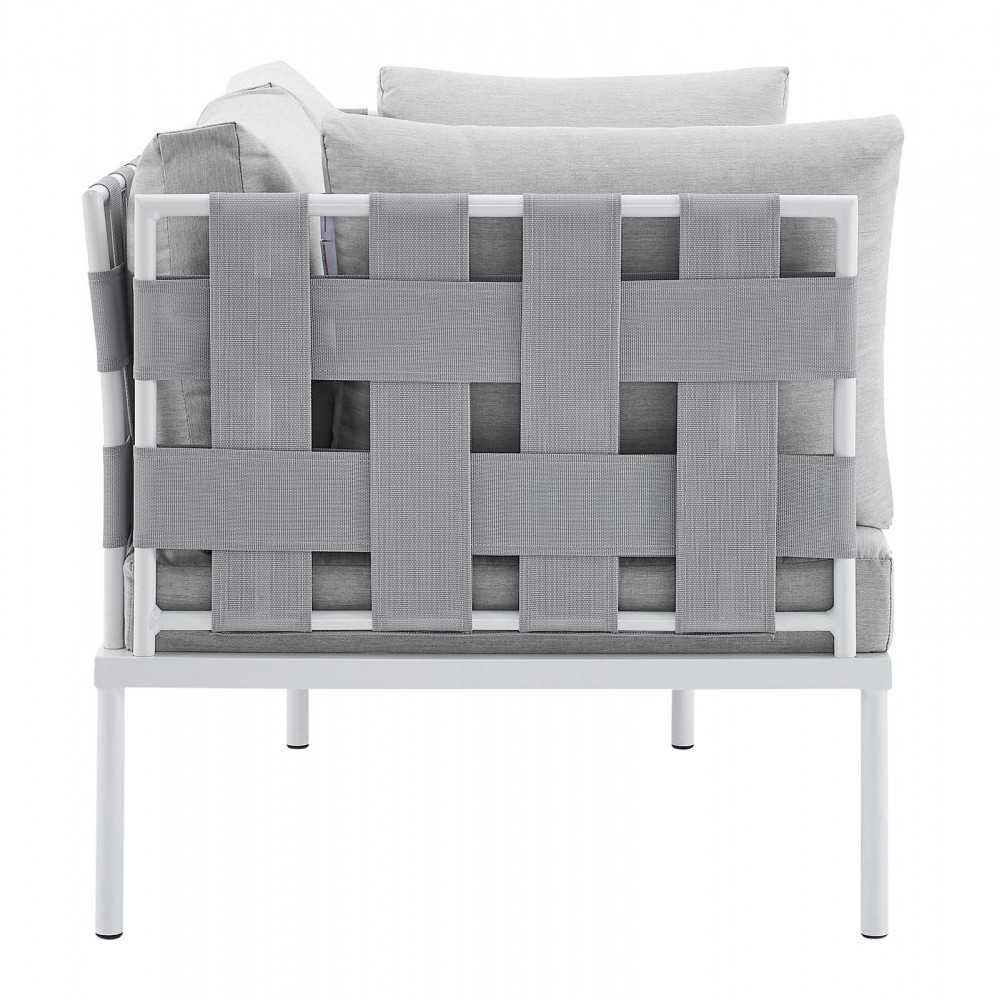 Harmony Sunbrella Outdoor Patio Aluminum Loveseat, Gray Gray