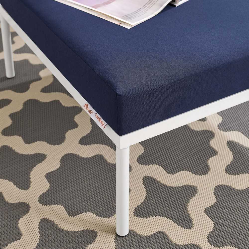 Harmony Sunbrella Outdoor Patio Aluminum Ottoman, Navy