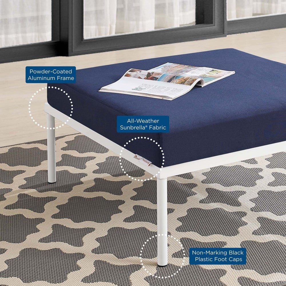 Harmony Sunbrella Outdoor Patio Aluminum Ottoman, Navy