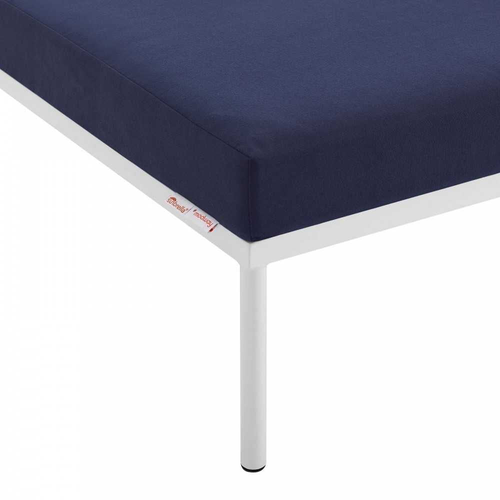 Harmony Sunbrella Outdoor Patio Aluminum Ottoman, Navy