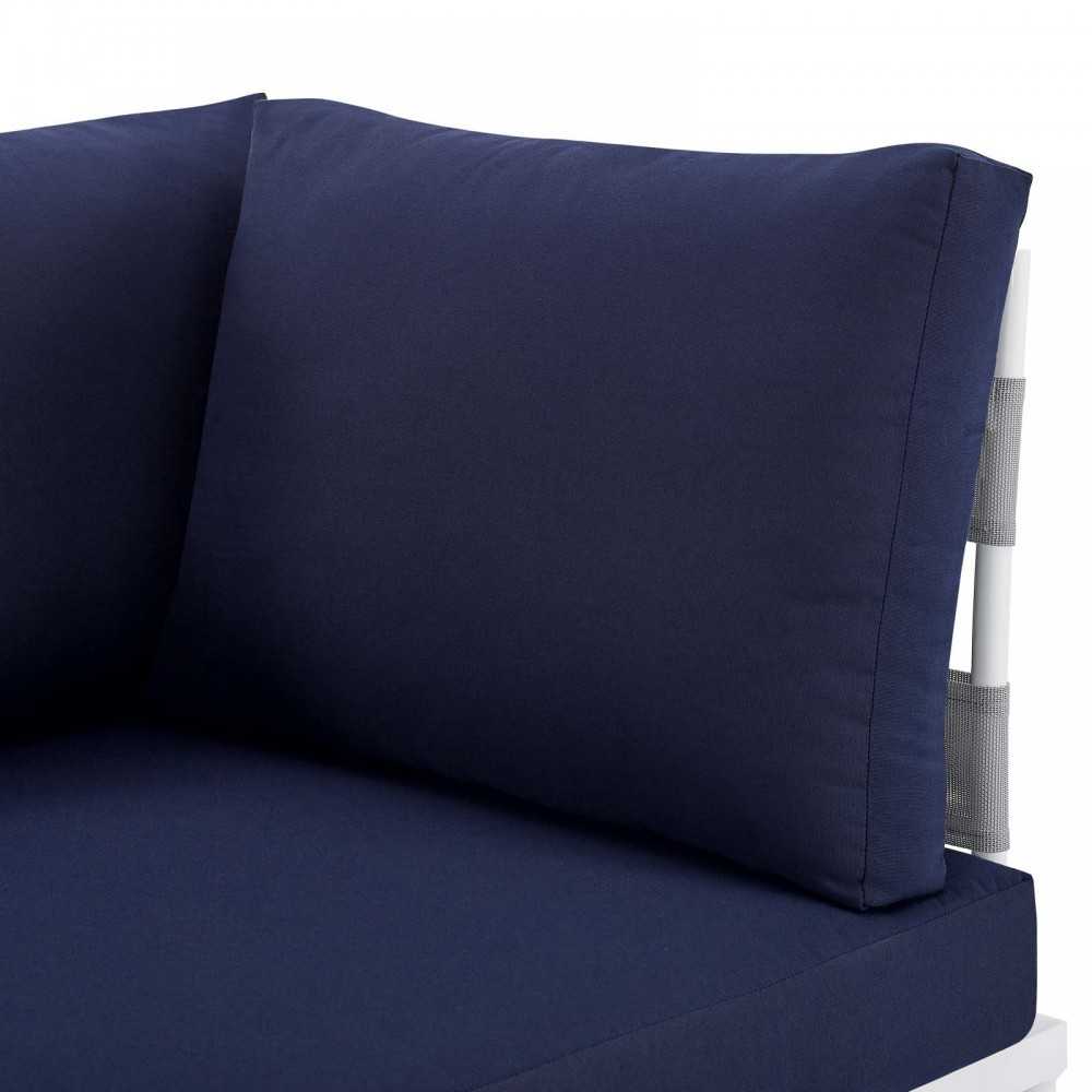 Harmony Sunbrella Outdoor Patio Aluminum Sofa, Gray Navy