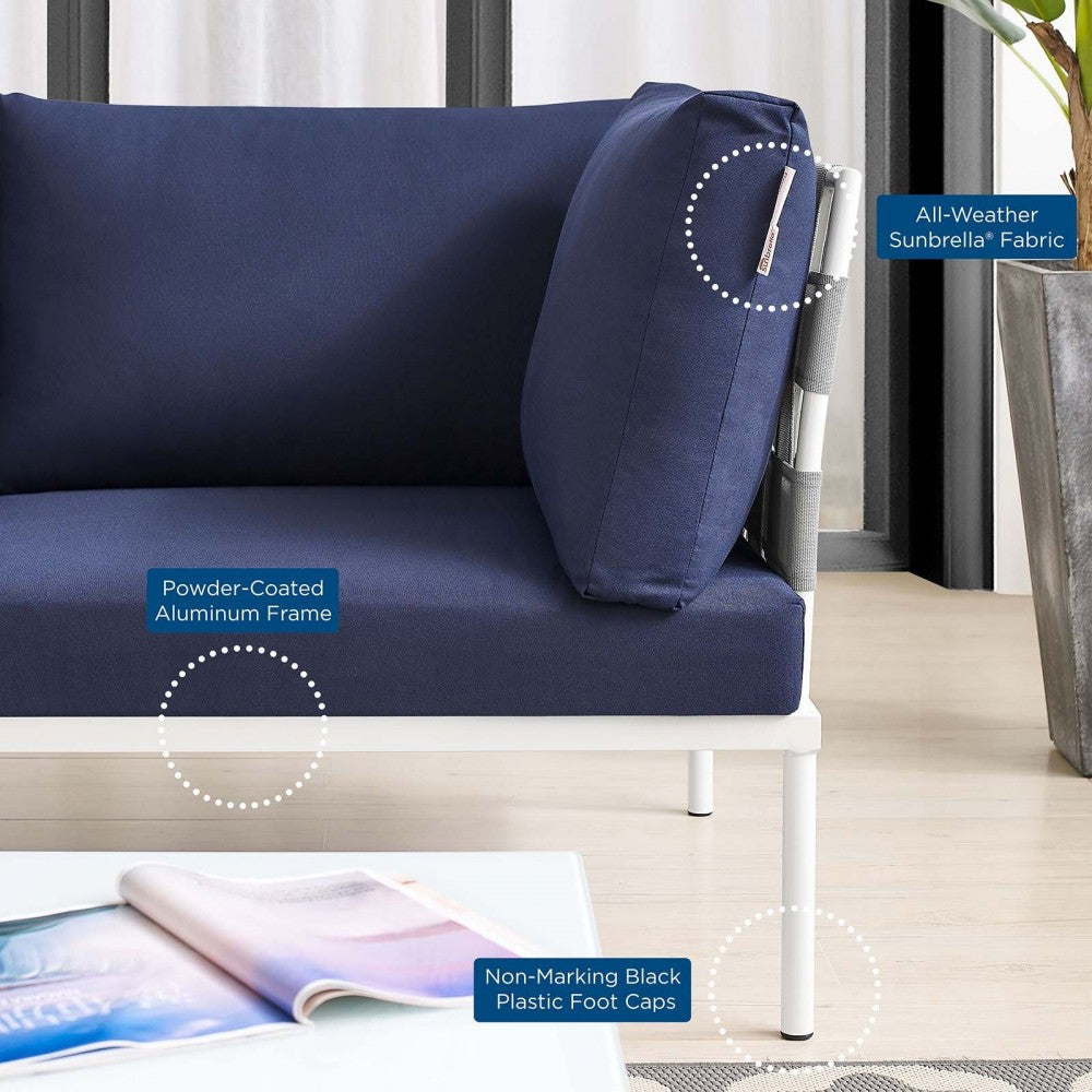 Harmony Sunbrella Outdoor Patio Aluminum Sofa, Gray Navy
