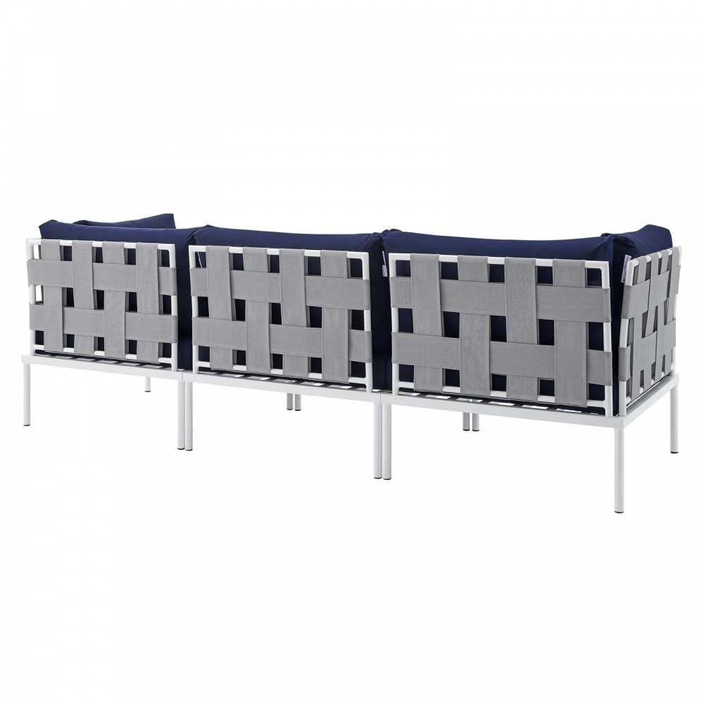 Harmony Sunbrella Outdoor Patio Aluminum Sofa, Gray Navy