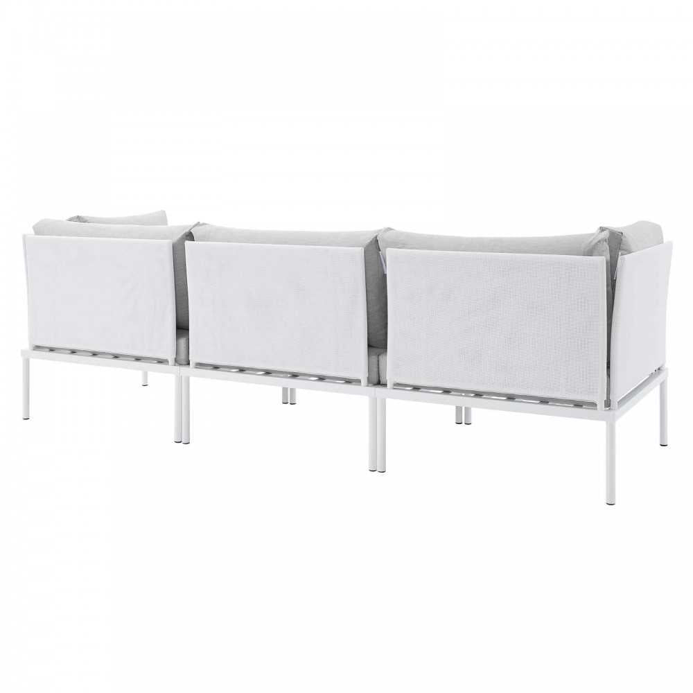 Harmony Sunbrella Outdoor Patio Aluminum Sofa, White Gray