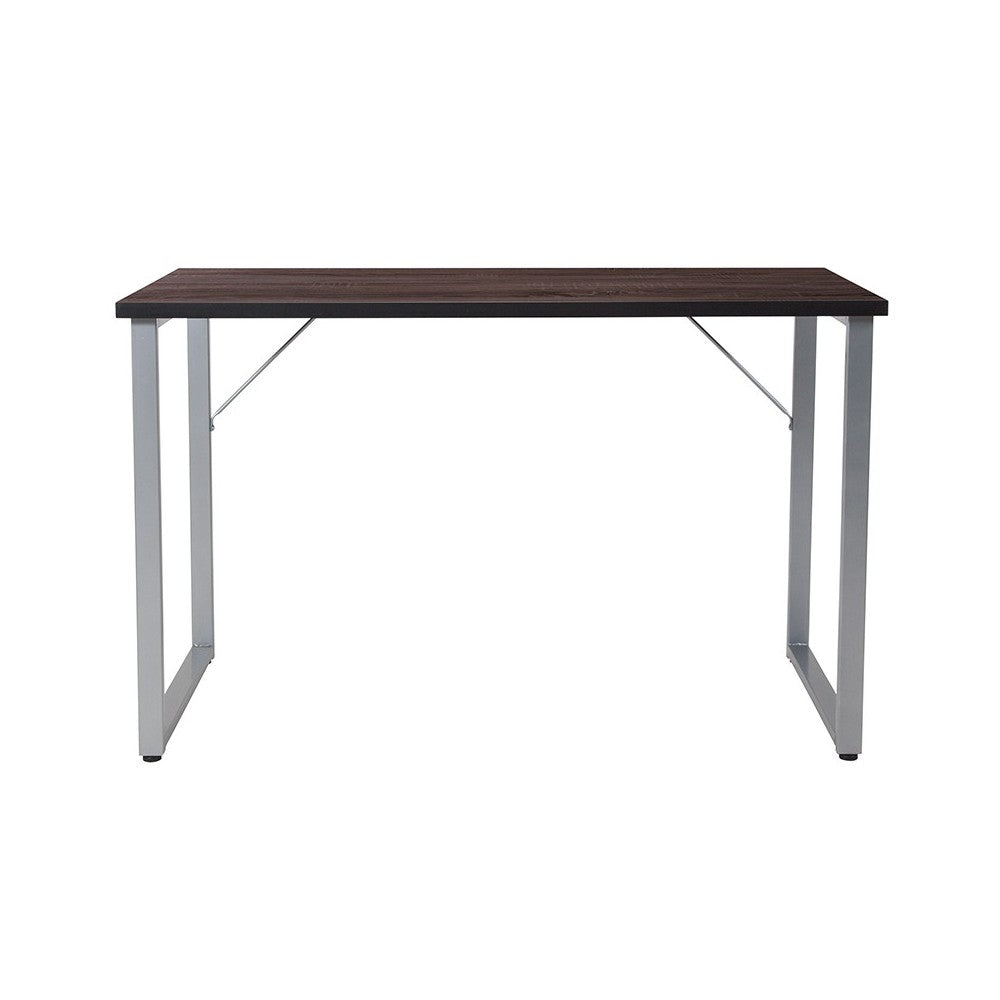 Harvey Black Finish Computer Desk with Silver Metal Frame
