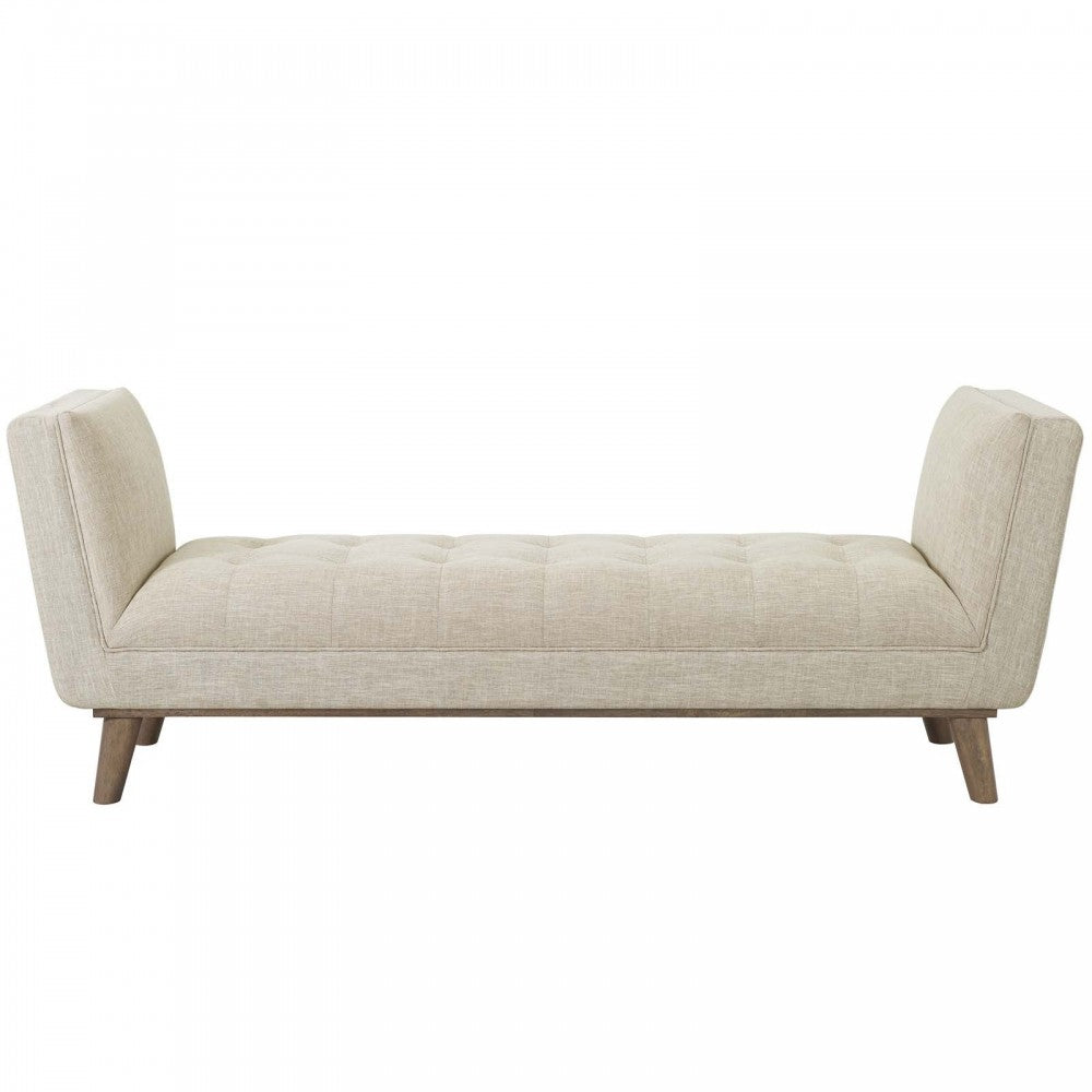 Haven Tufted Button Upholstered Fabric Accent Bench, Beige