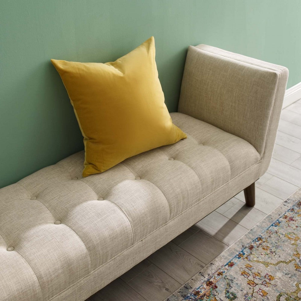 Haven Tufted Button Upholstered Fabric Accent Bench, Beige