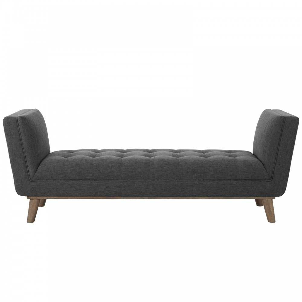 Haven Tufted Button Upholstered Fabric Accent Bench, Gray