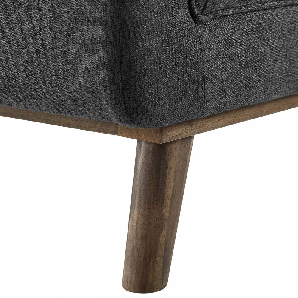 Haven Tufted Button Upholstered Fabric Accent Bench, Gray
