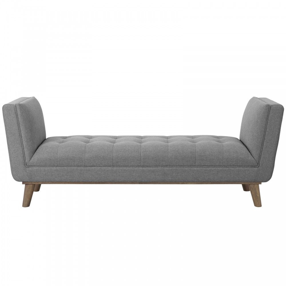 Haven Tufted Button Upholstered Fabric Accent Bench, Light Gray
