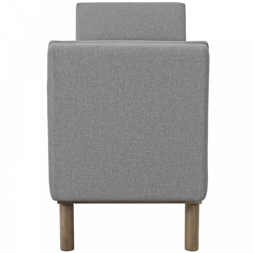 Haven Tufted Button Upholstered Fabric Accent Bench, Light Gray