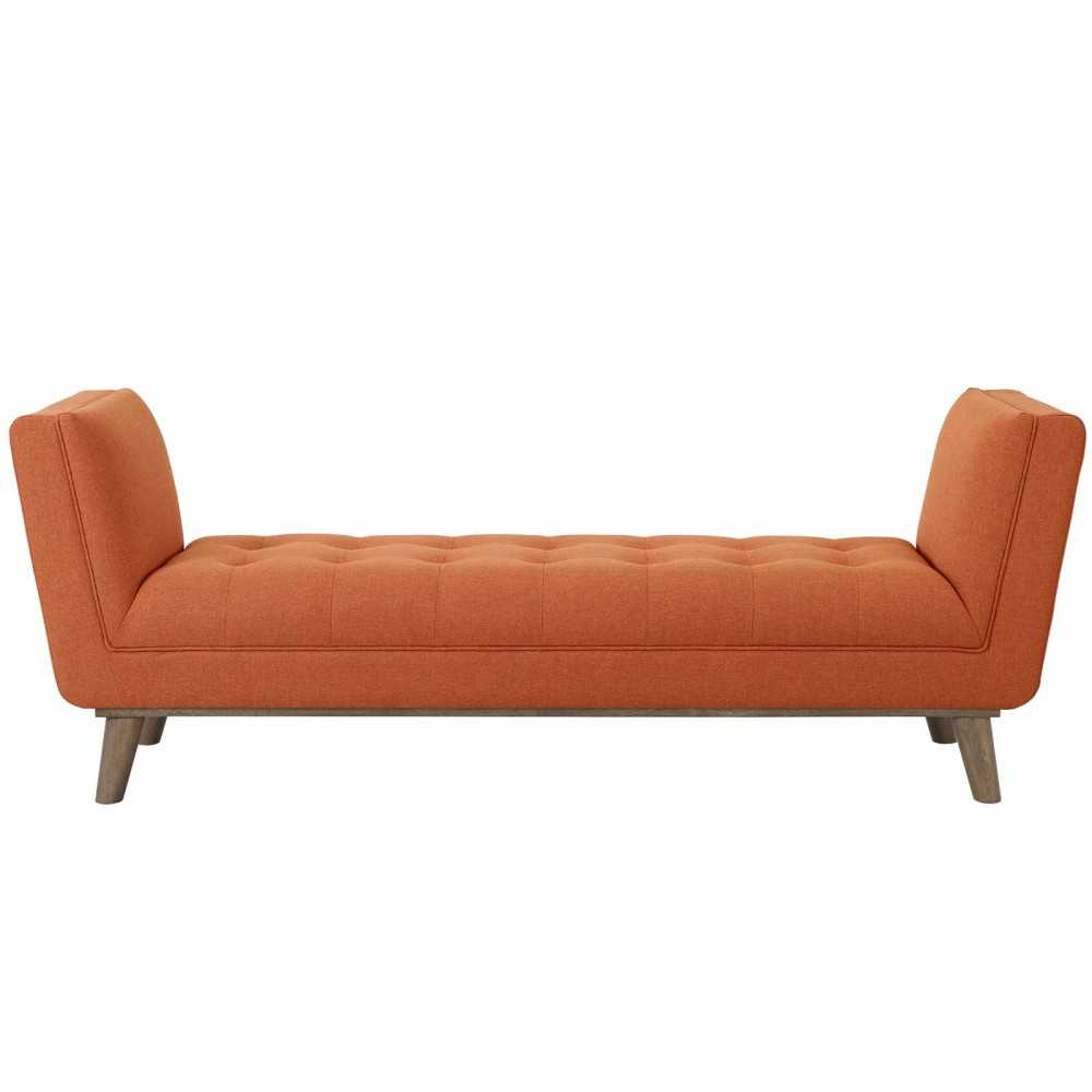 Haven Tufted Button Upholstered Fabric Accent Bench, Orange