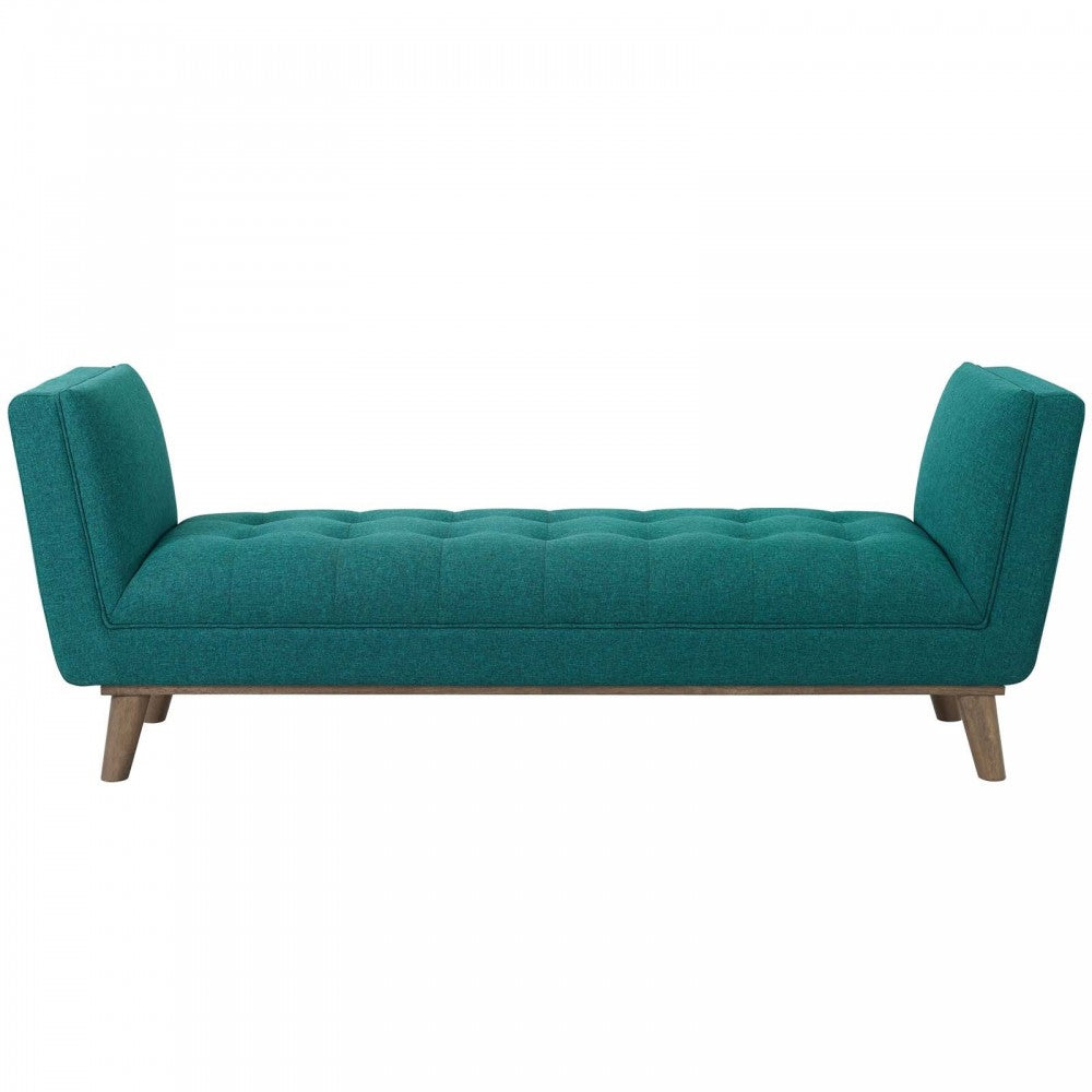 Haven Tufted Button Upholstered Fabric Accent Bench, Teal