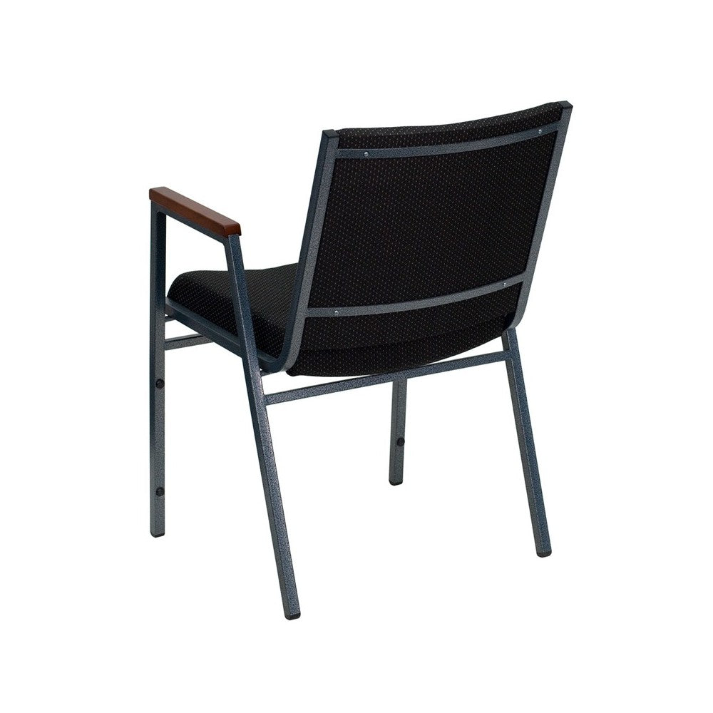 Heavy Duty Black Dot Fabric Stack Chair with Arms