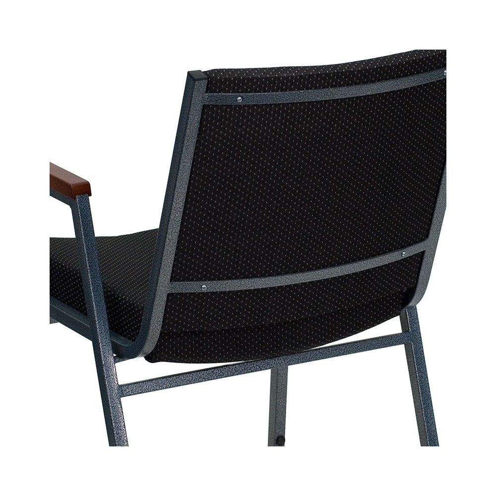 Heavy Duty Black Dot Fabric Stack Chair with Arms