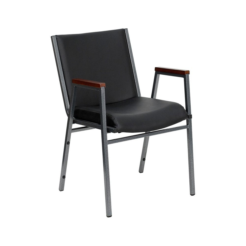 Heavy Duty Black Vinyl Stack Chair with Arms