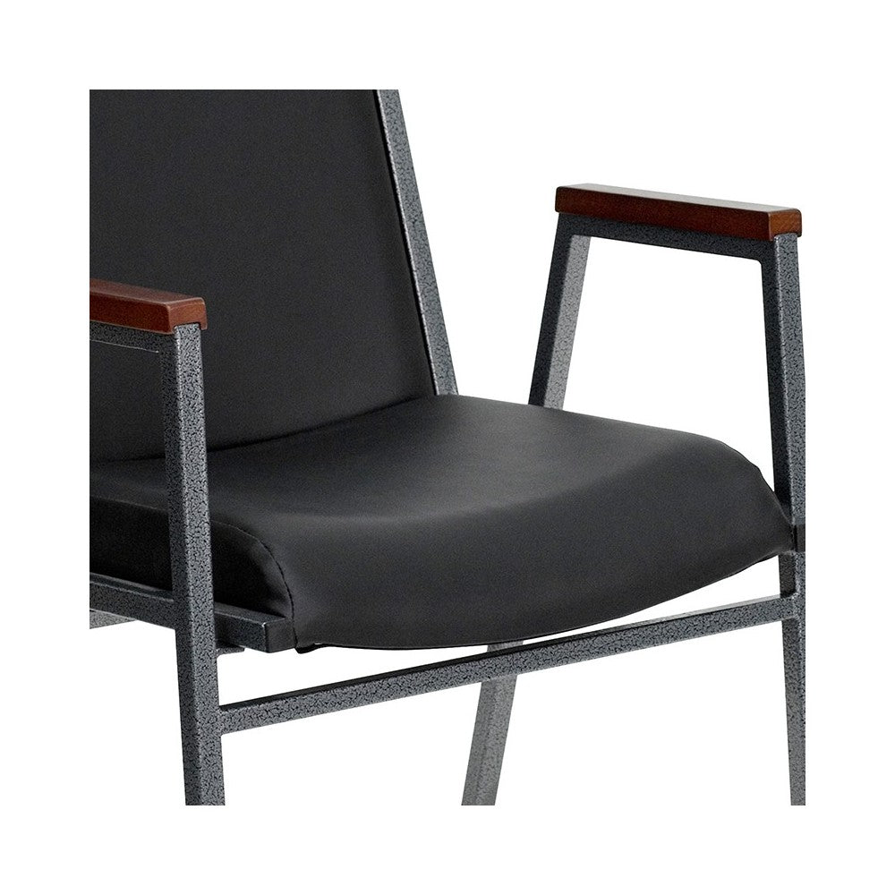Heavy Duty Black Vinyl Stack Chair with Arms