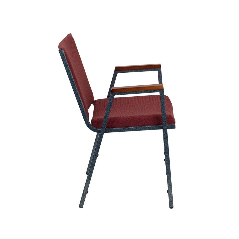 Heavy Duty Burgundy Patterned Fabric Stack Chair with Arms