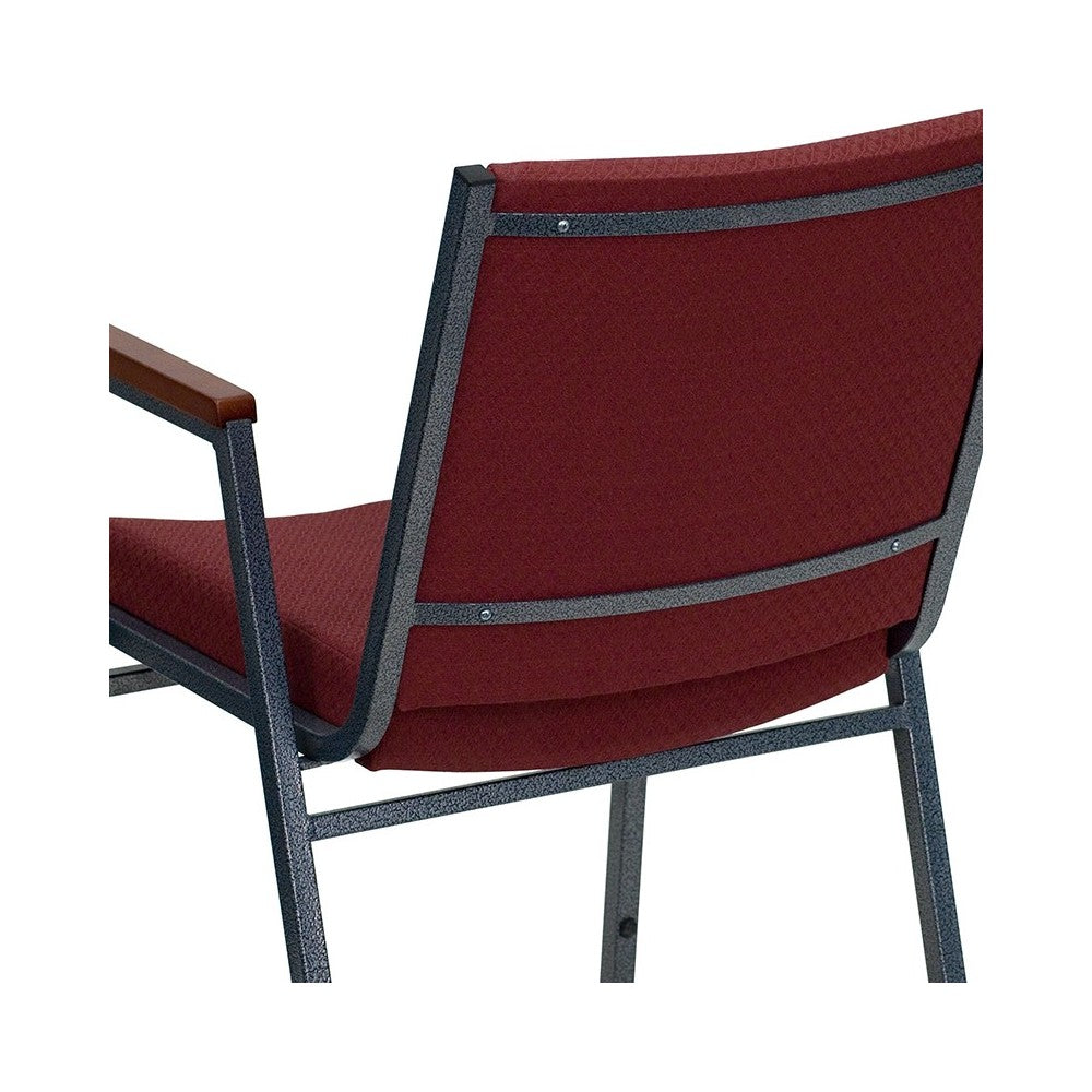 Heavy Duty Burgundy Patterned Fabric Stack Chair with Arms