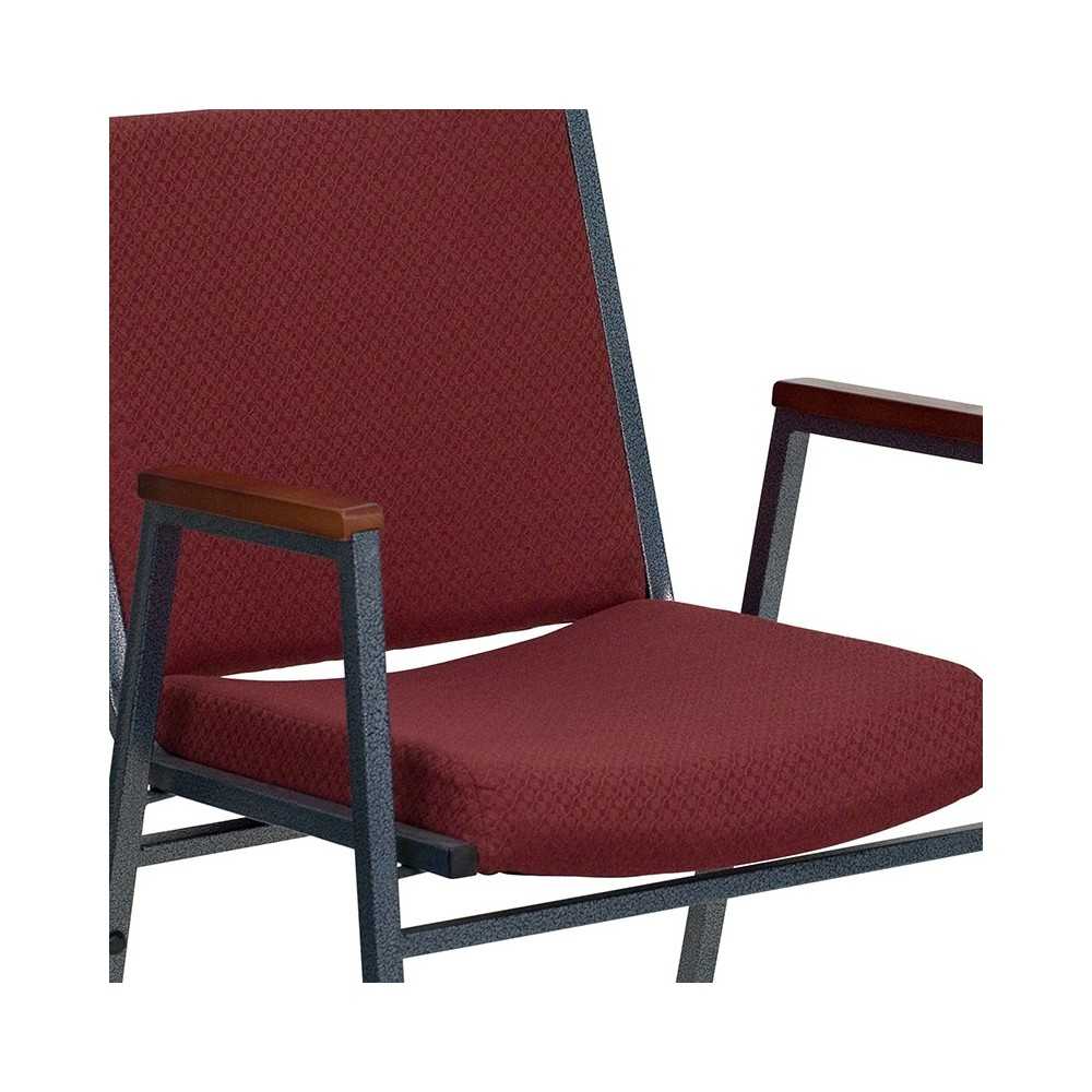 Heavy Duty Burgundy Patterned Fabric Stack Chair with Arms