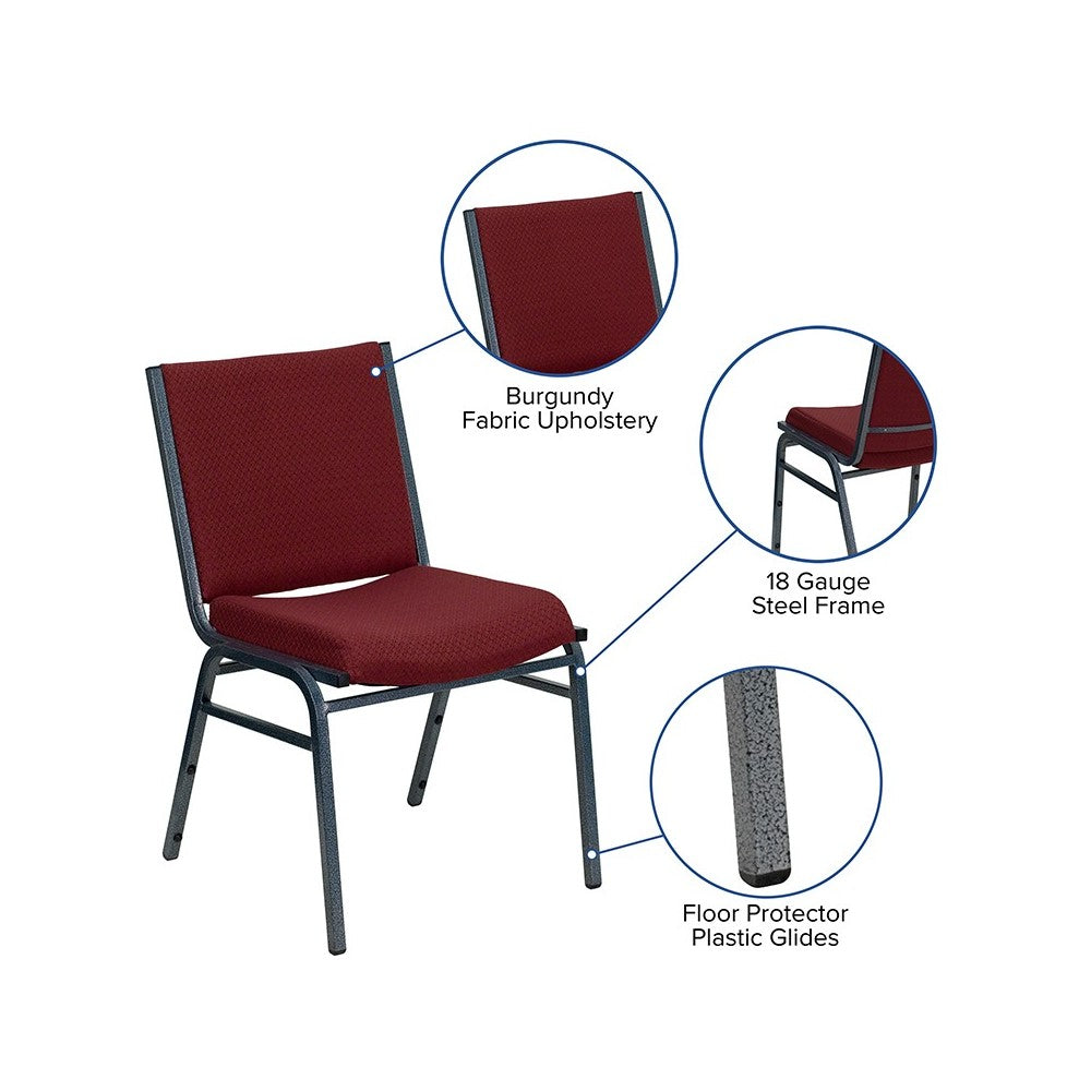 Heavy Duty Burgundy Patterned Fabric Stack Chair