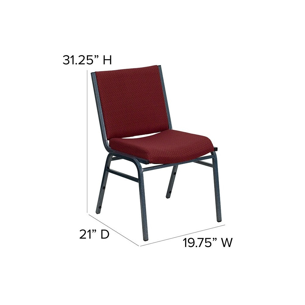 Heavy Duty Burgundy Patterned Fabric Stack Chair