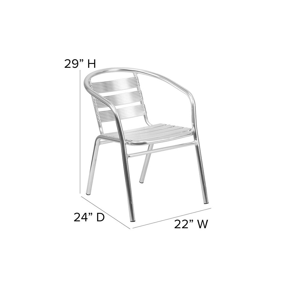 Heavy Duty Commercial Aluminum Indoor-Outdoor Restaurant Stack Chair with Triple Slat Back