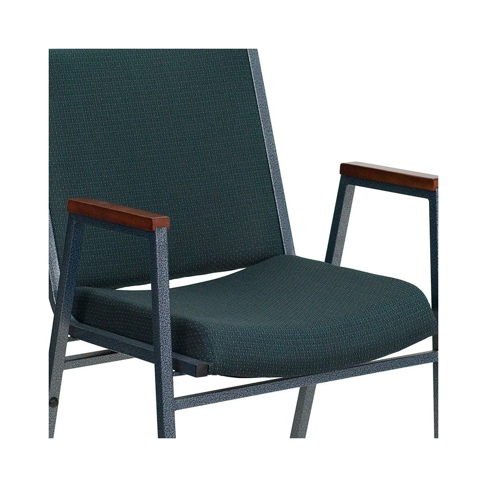 Heavy Duty Green Patterned Fabric Stack Chair with Arms
