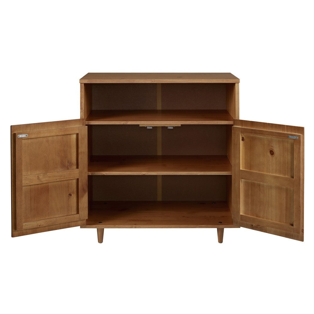 Henry 30" Solid Wood Detailed Door Accent Cabinet - Caramel