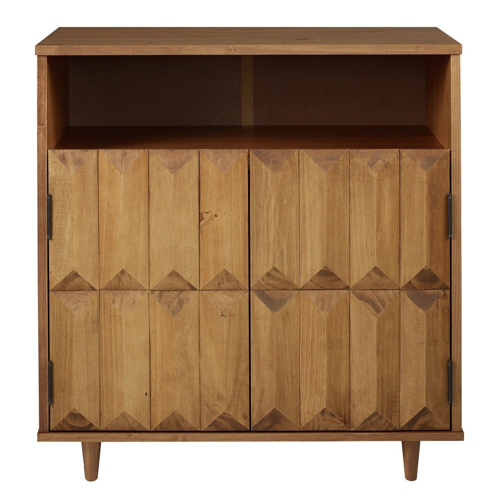 Henry 30" Solid Wood Detailed Door Accent Cabinet - Caramel