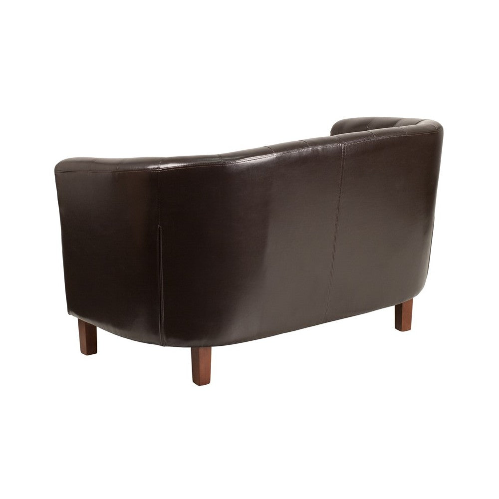HERCULES Colindale Series Brown LeatherSoft Tufted Loveseat