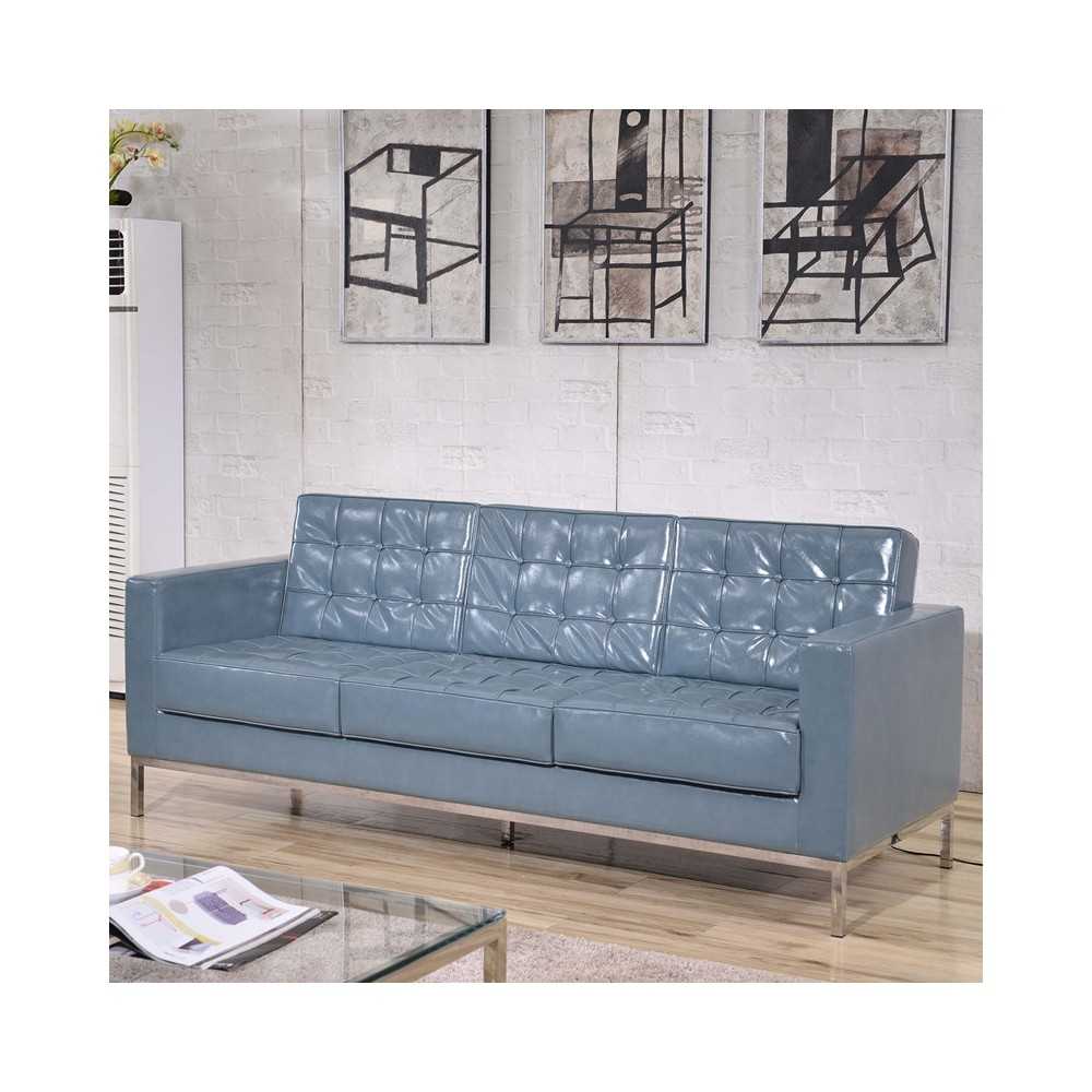 HERCULES Lacey Series Contemporary Gray LeatherSoft Sofa with Stainless Steel Frame