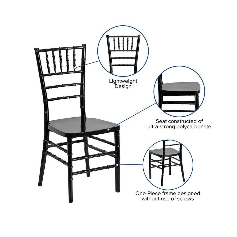 HERCULES PREMIUM Series Black Resin Stacking Chiavari Chair