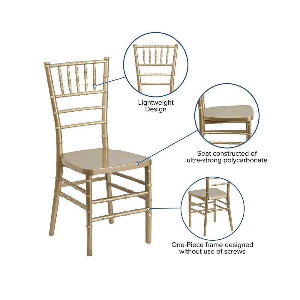 HERCULES PREMIUM Series Gold Resin Stacking Chiavari Chair