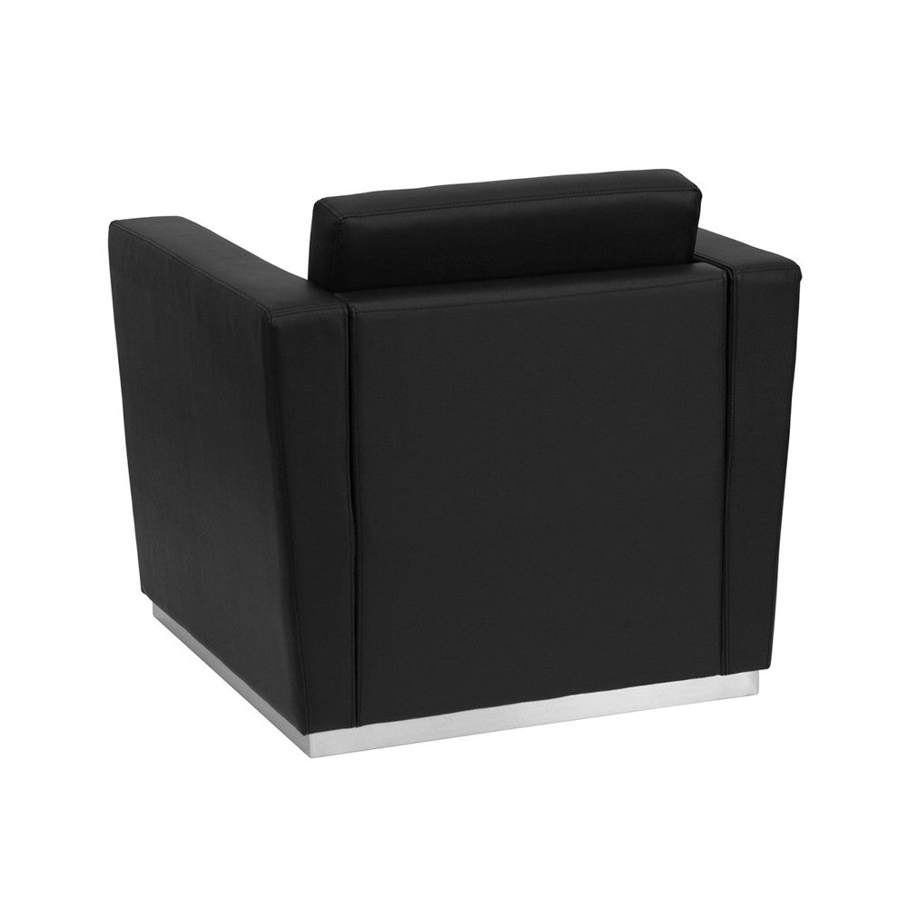 HERCULES Trinity Series Contemporary Black LeatherSoft Chair with Stainless Steel Base