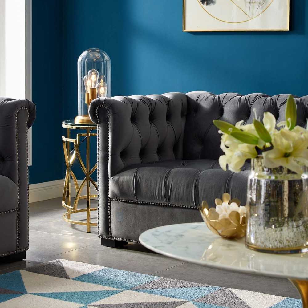 Heritage Performance Velvet Sofa, Gray
