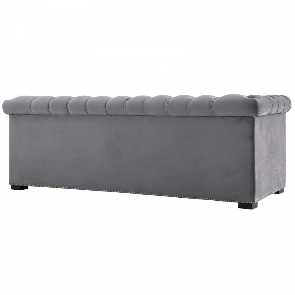 Heritage Performance Velvet Sofa, Gray