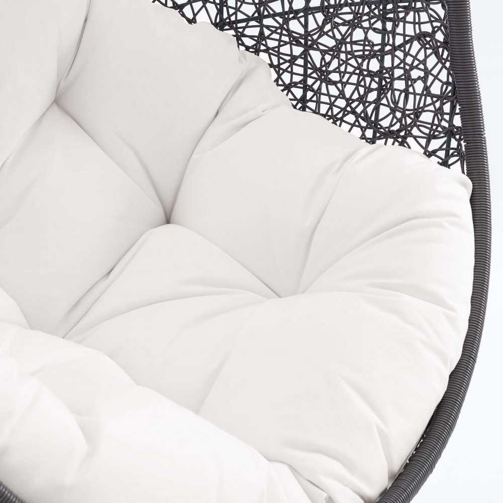 Hide Outdoor Patio Sunbrella Swing Chair With Stand, Gray White