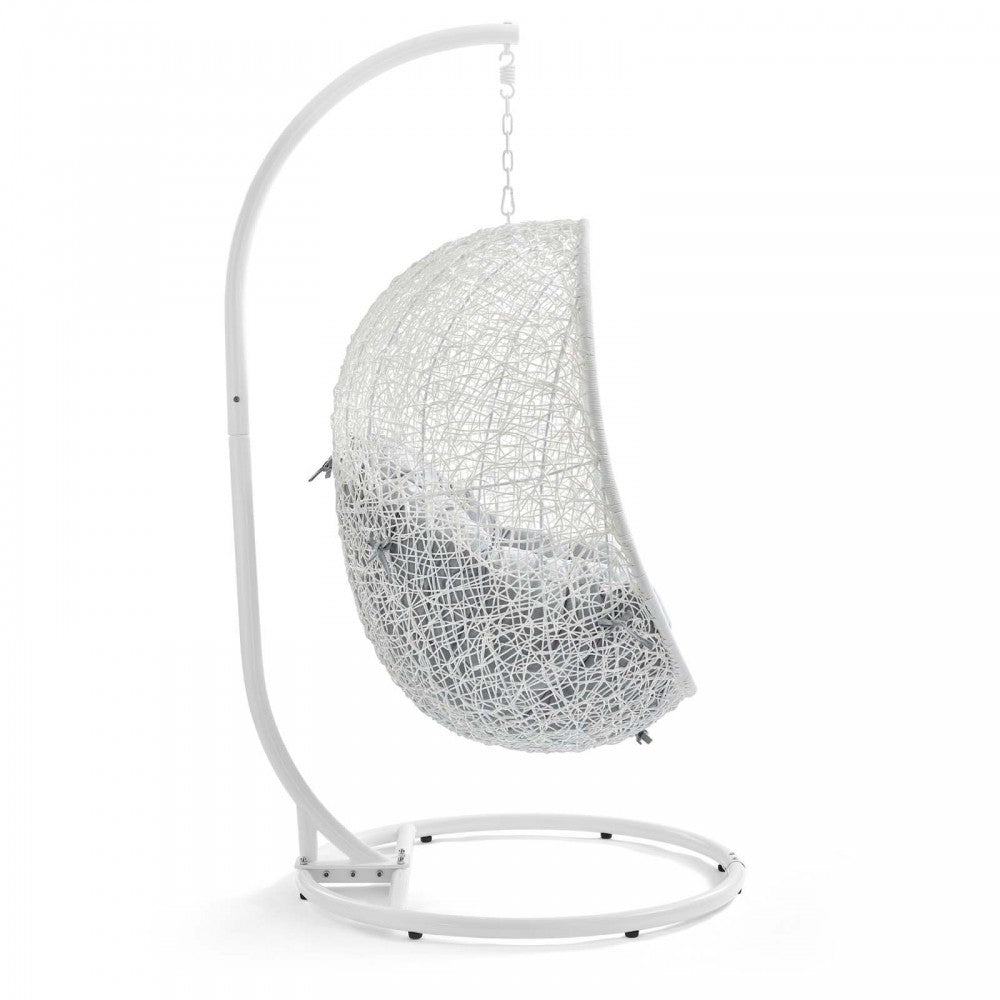 Hide Outdoor Patio Sunbrella Swing Chair With Stand, White Gray