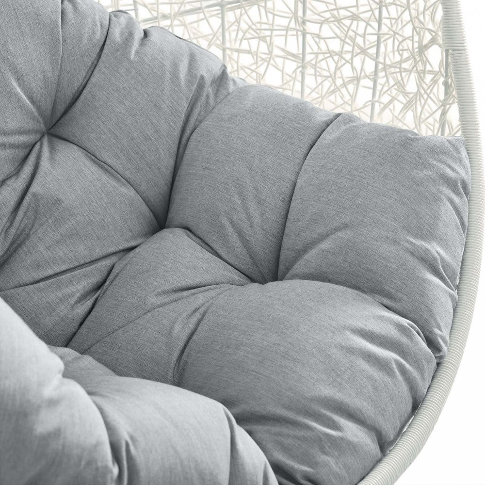 Hide Outdoor Patio Sunbrella Swing Chair With Stand, White Gray
