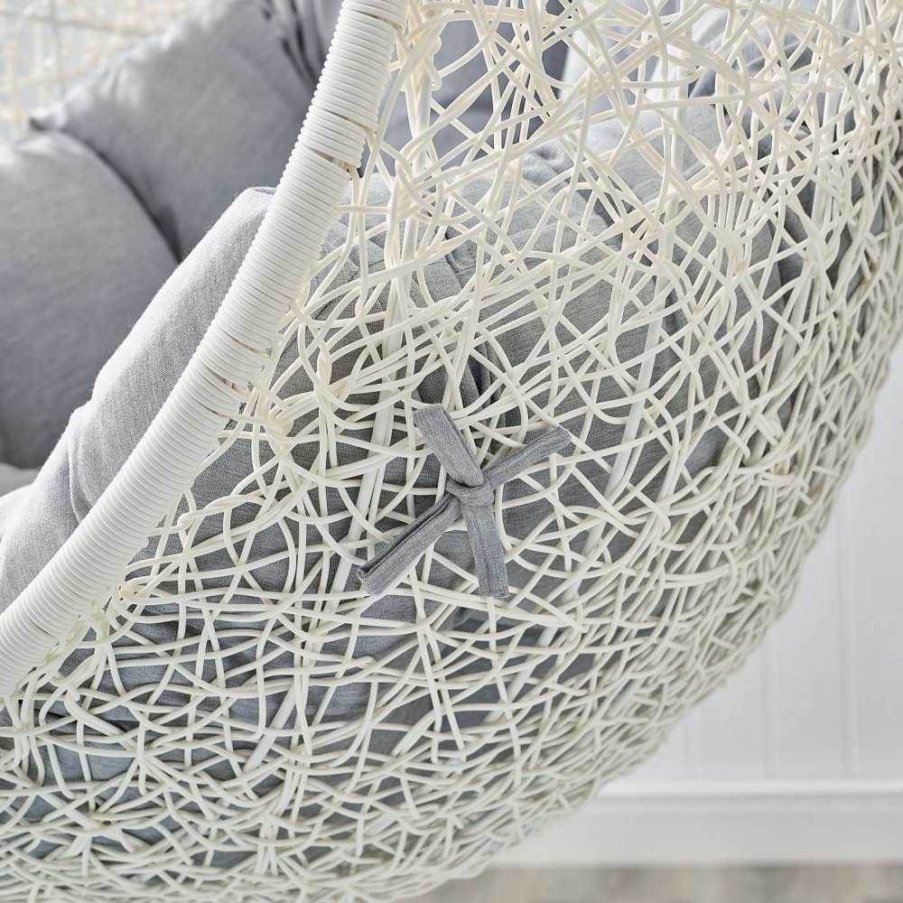 Hide Outdoor Patio Sunbrella Swing Chair With Stand, White Gray