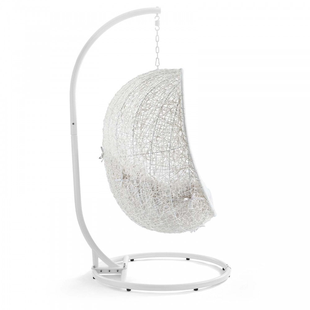 Hide Outdoor Patio Sunbrella Swing Chair With Stand, White White