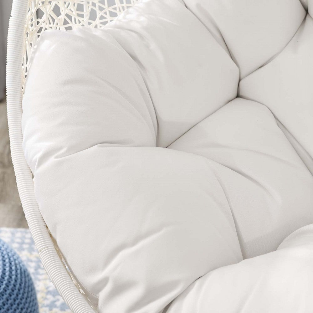 Hide Outdoor Patio Sunbrella Swing Chair With Stand, White White