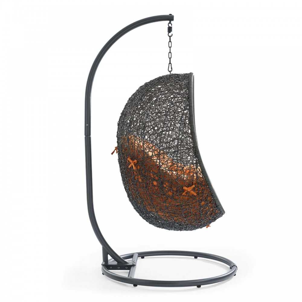 Hide Outdoor Patio Swing Chair With Stand, Gray Orange