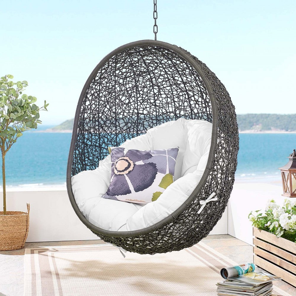 Hide Outdoor Patio Swing Chair With Stand, Gray White
