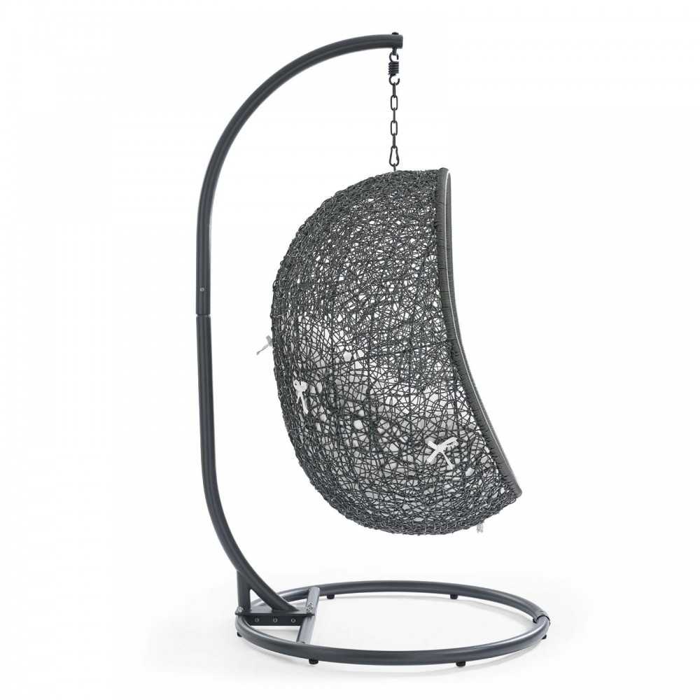 Hide Outdoor Patio Swing Chair With Stand, Gray White