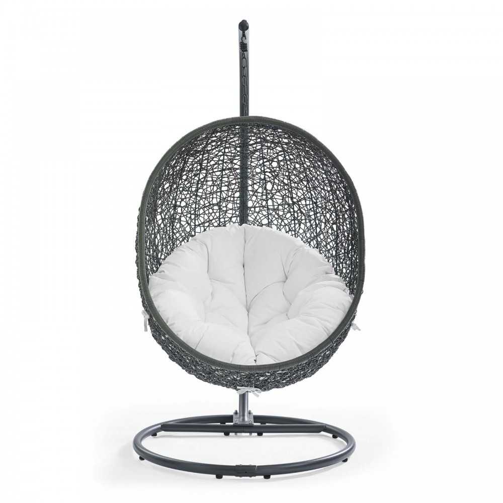 Hide Outdoor Patio Swing Chair With Stand, Gray White