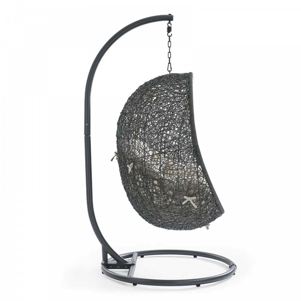 Hide Outdoor Patio Swing Chair With Stand, Gray Beige